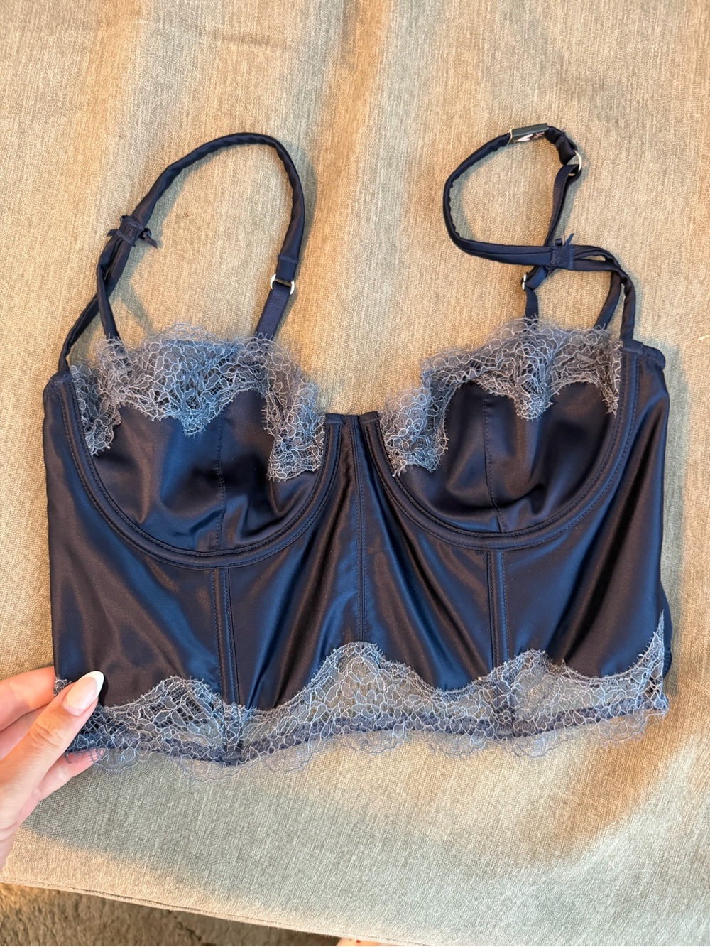 Victoria's Secret Navy Longline Lace-Trim Bralette